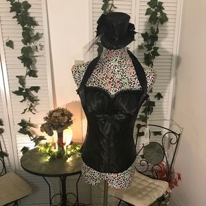 Charmian Burlesque Vintage Satin Halter Corset Top